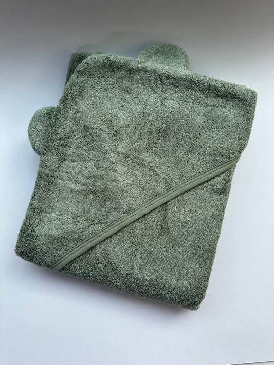 Personalised Hooded Baby Towel in Sage