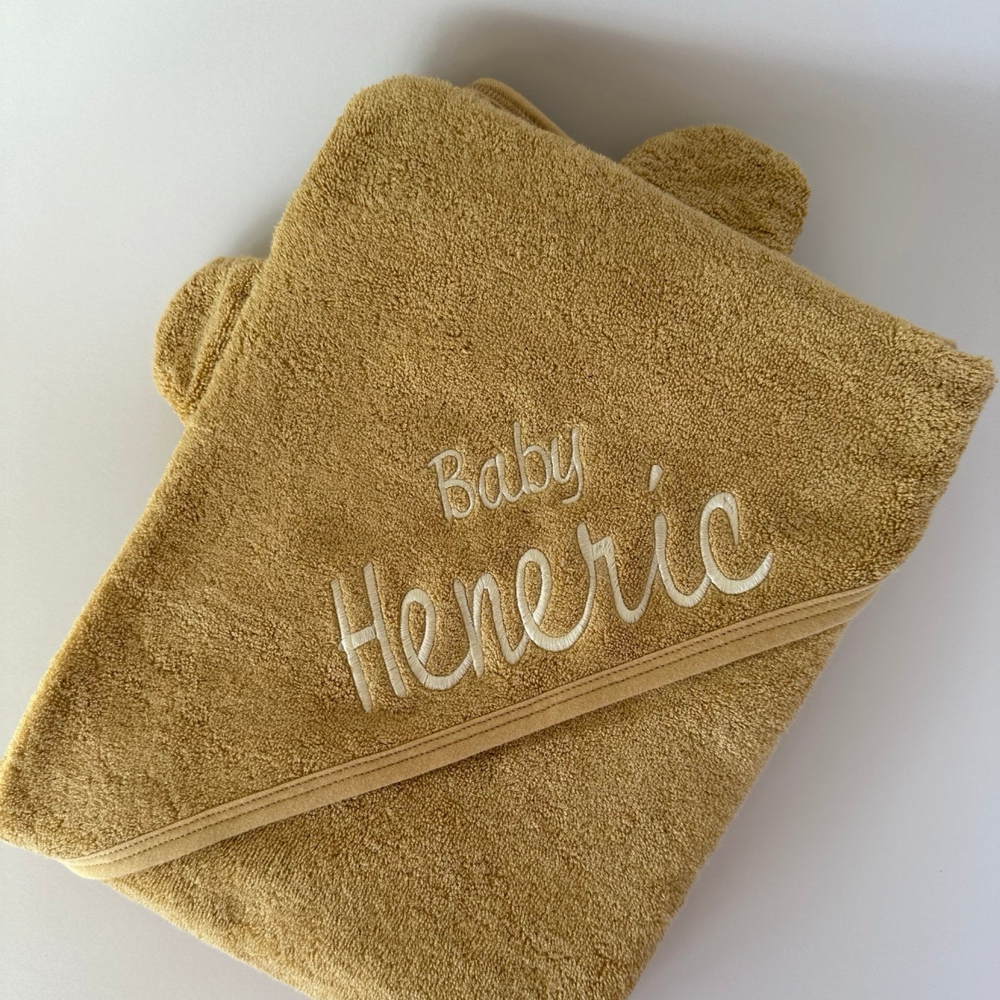 Personalised Hooded Baby Towel in Oat