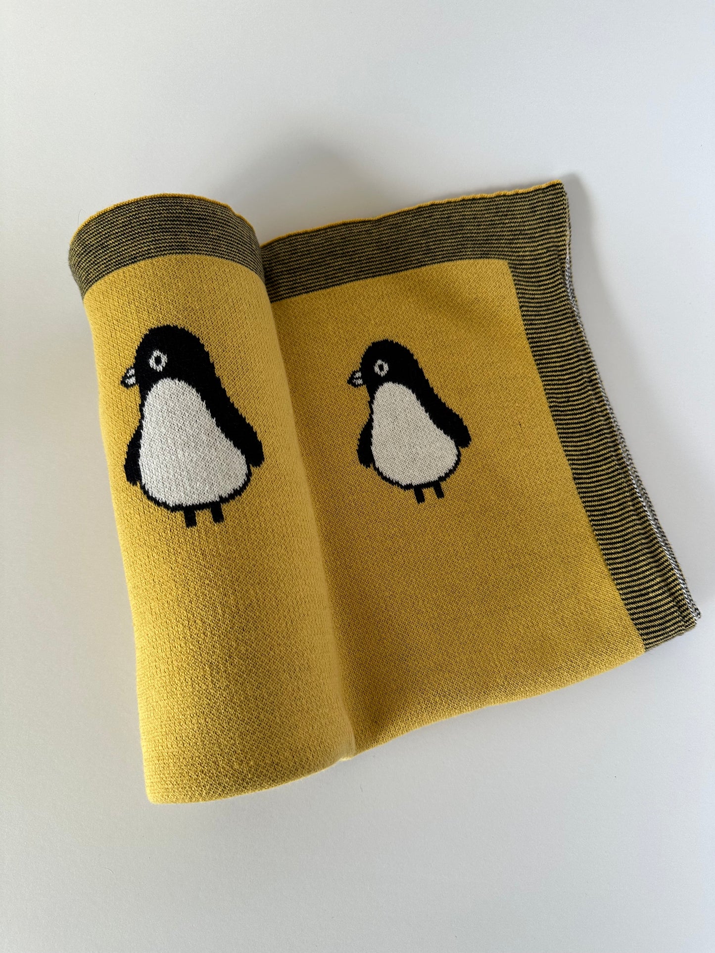 Baby Penguin Blanket Yellow 100% Cotton