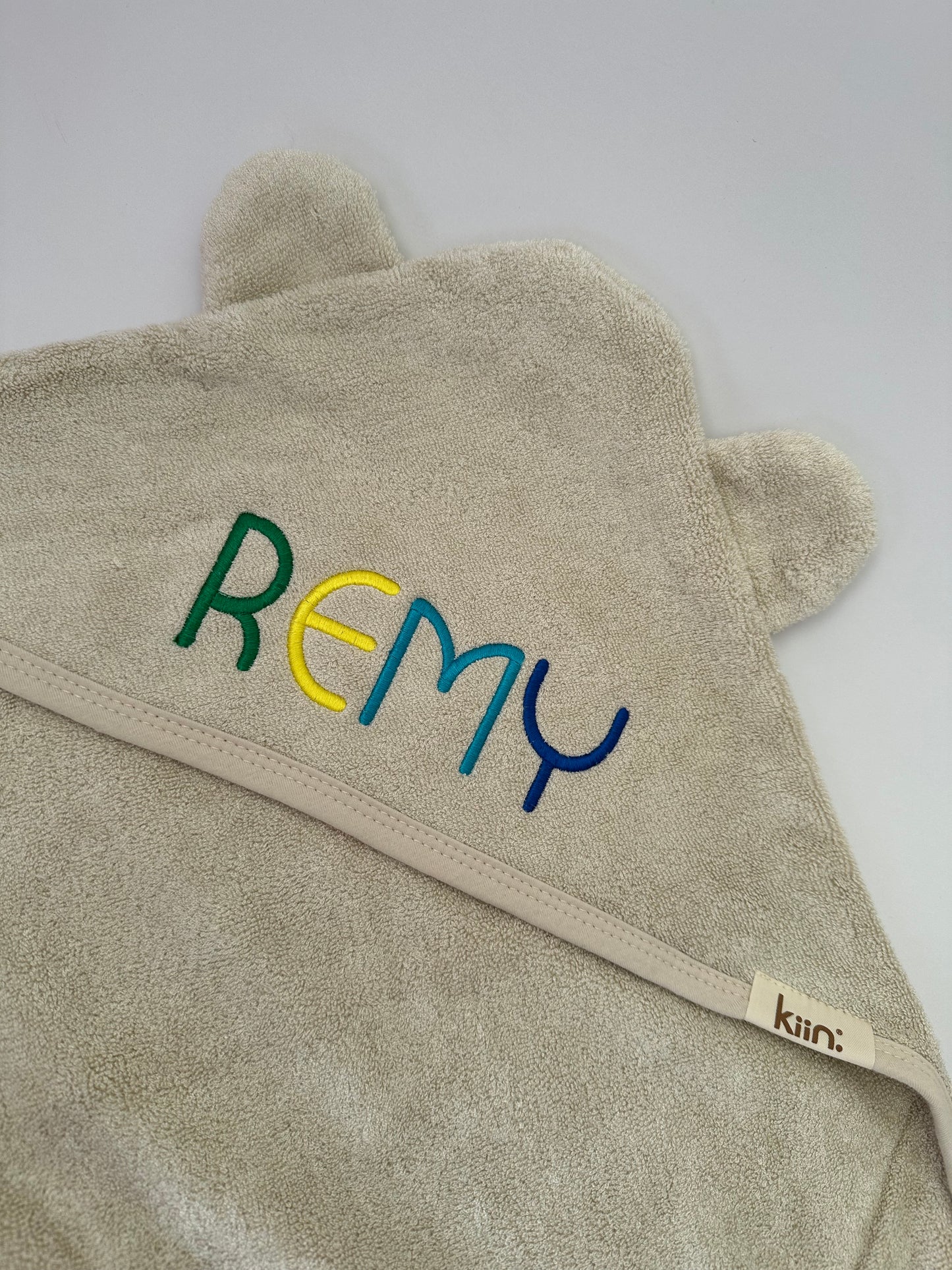 Personalised Hooded Baby Towel in Ivory