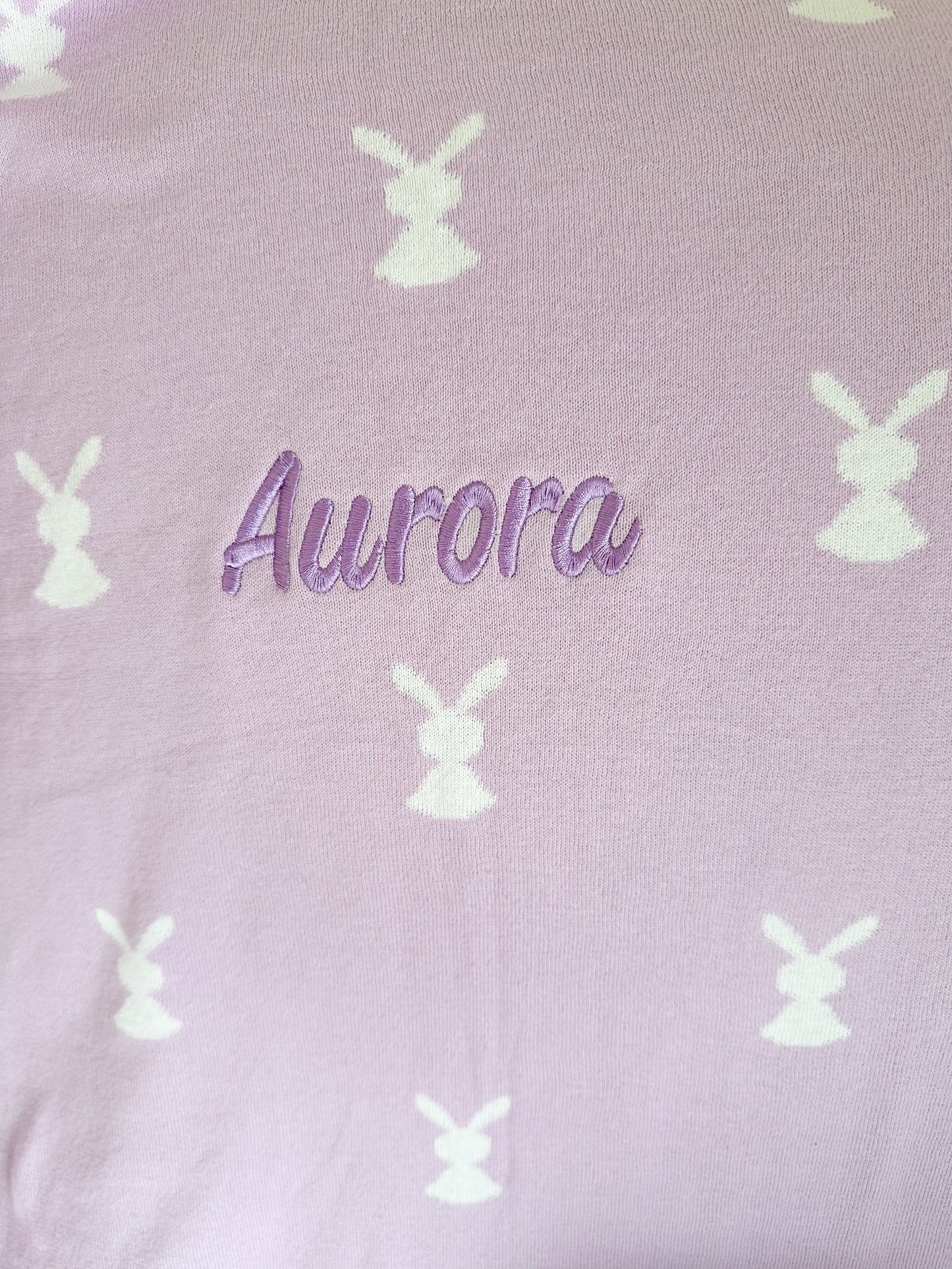 Custom Name Embroidered Baby Bunny Blanket Lilac 100% Cotton