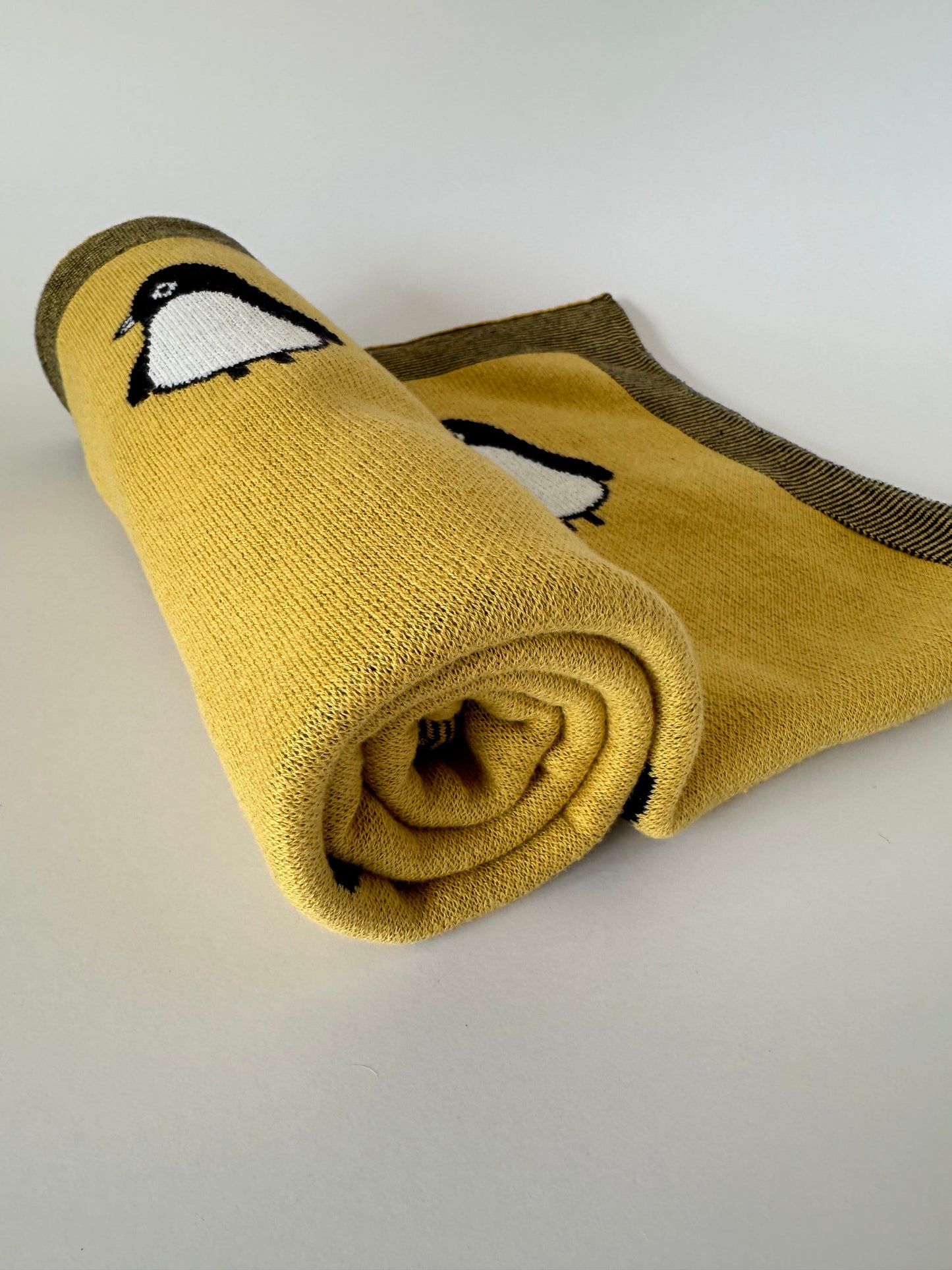 Baby Penguin Blanket Yellow 100% Cotton