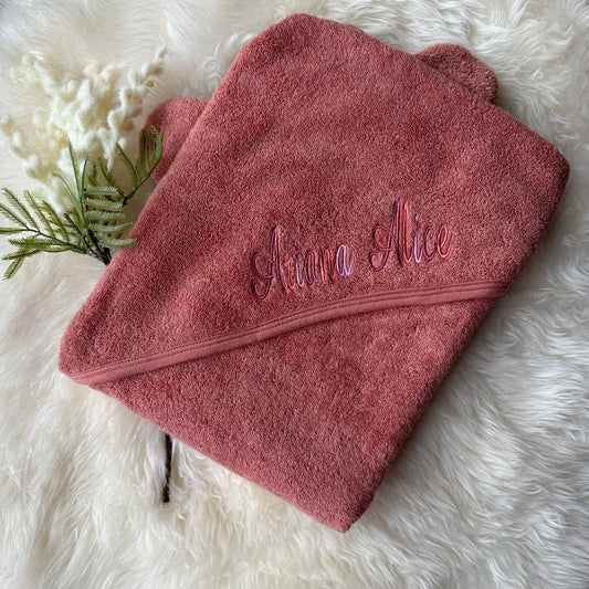 Personalised Hooded Baby Towel Blush