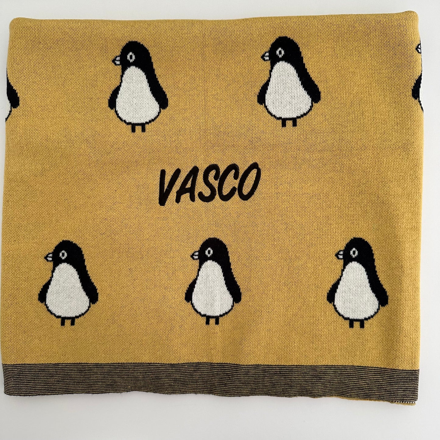 Baby Penguin Blanket Yellow 100% Cotton