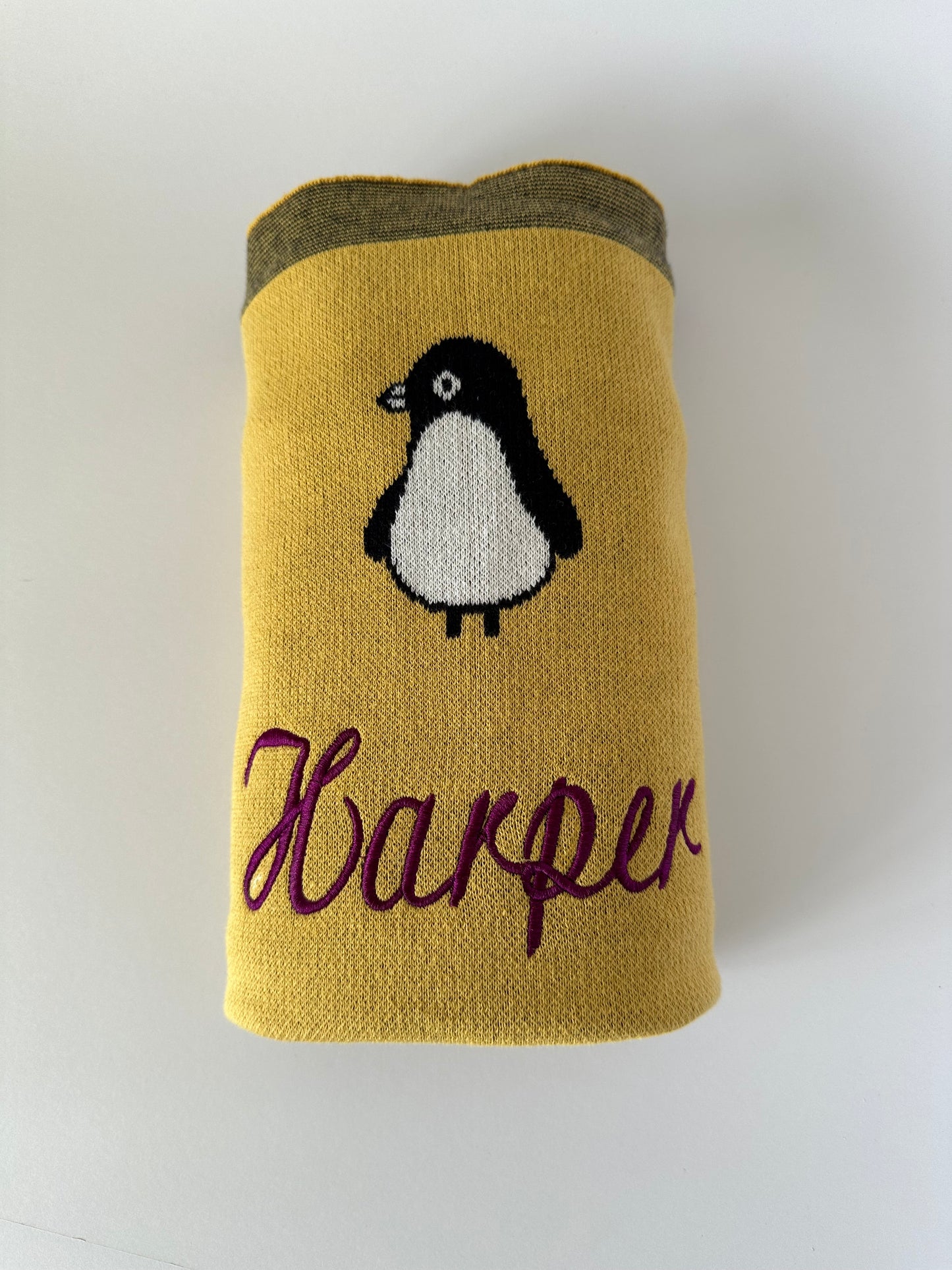 Baby Penguin Blanket Yellow 100% Cotton