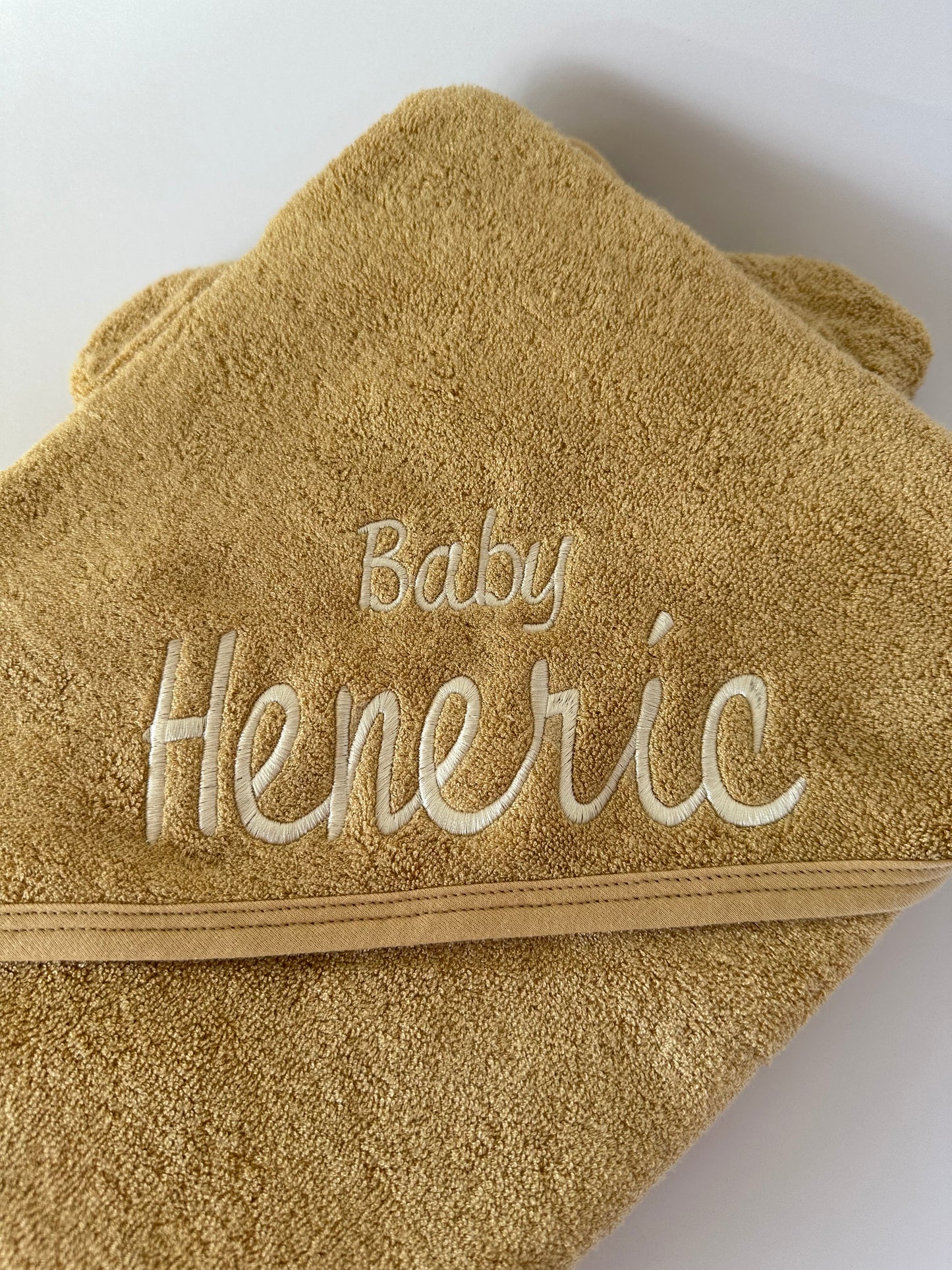 Personalised Hooded Baby Towel in Oat