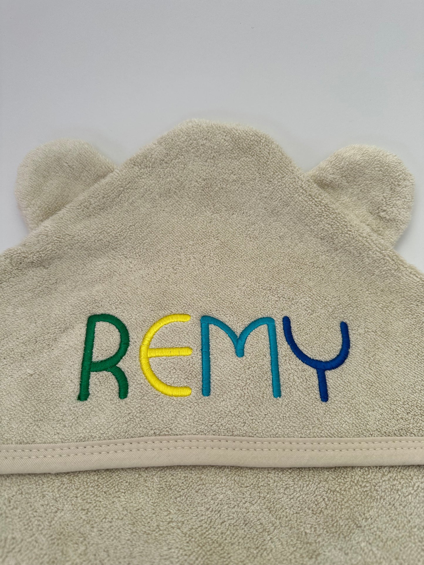 Personalised Hooded Baby Towel in Ivory