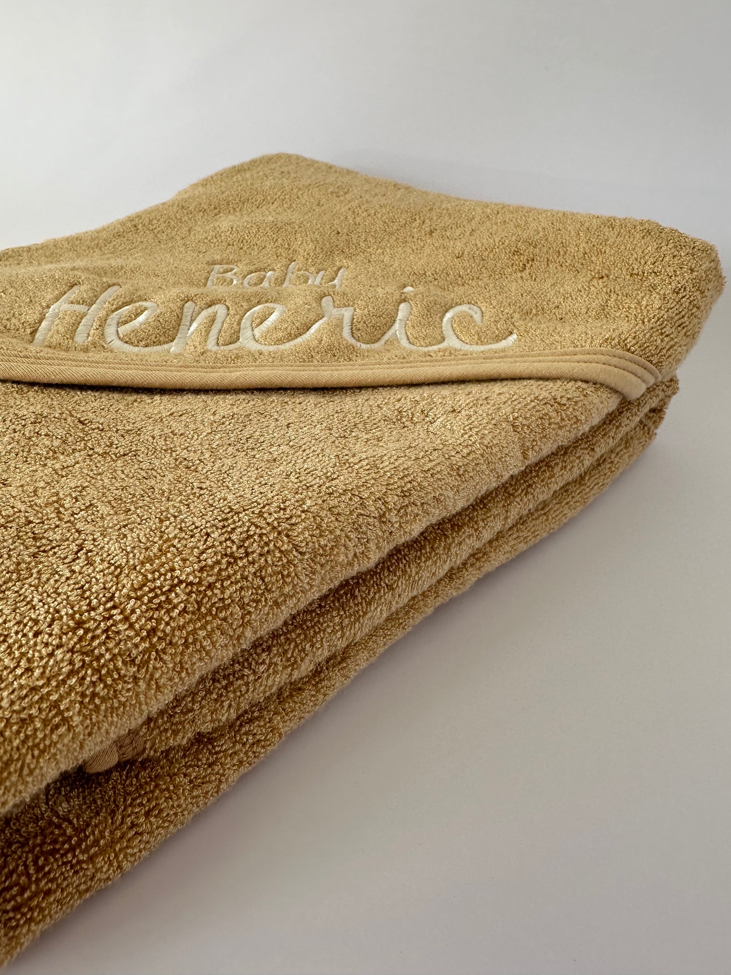 Personalised Hooded Baby Towel in Oat