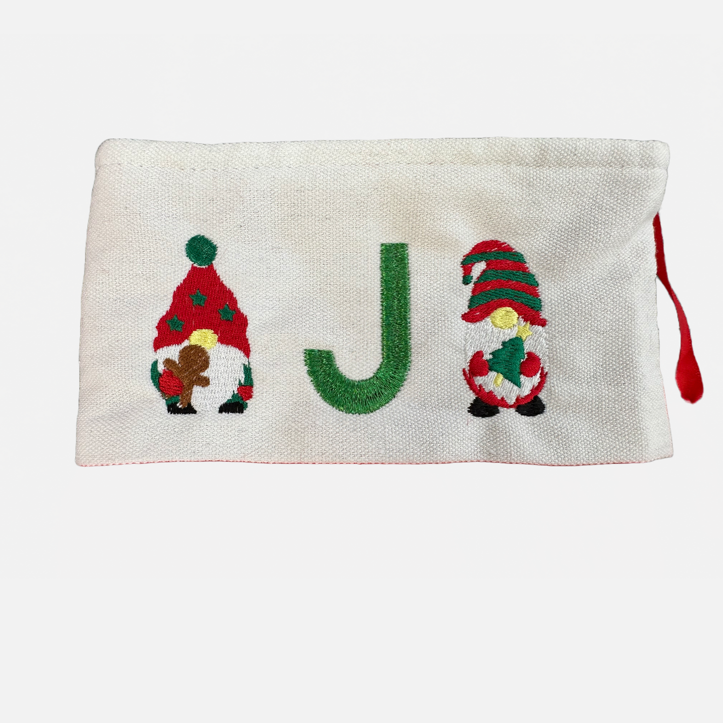 Personalised initial Christmas Pom Pom Red Faux Fur Stocking